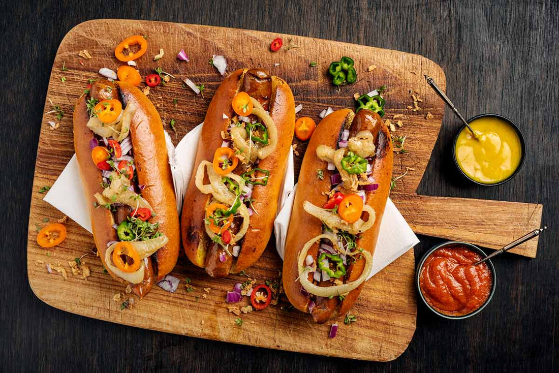 🌭 Artisan Hot Dogs with Mad Dog 357 Gold Dipping Sauce 🌟