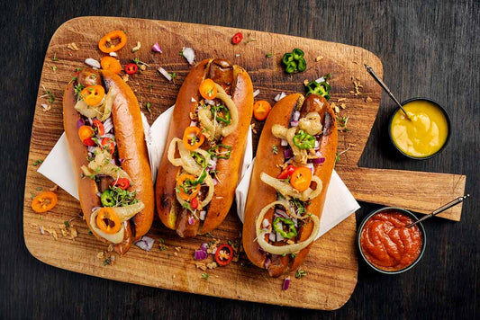 🌭 Artisan Hot Dogs with Mad Dog 357 Gold Dipping Sauce 🌟