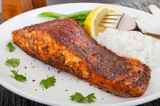 Cajun Blackened Salmon with Mad Dog 357 Sriracha Sauce