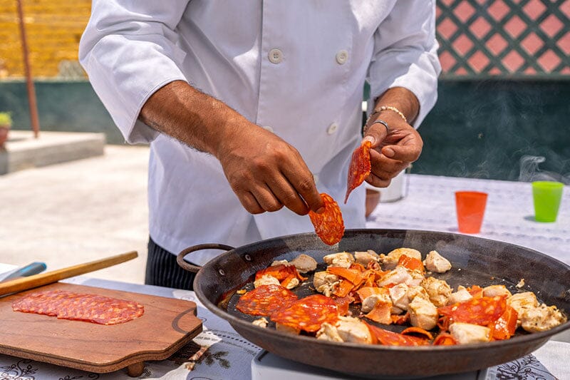 Chicken and Chorizo Paella with Mad Dog 357 Pure Gold