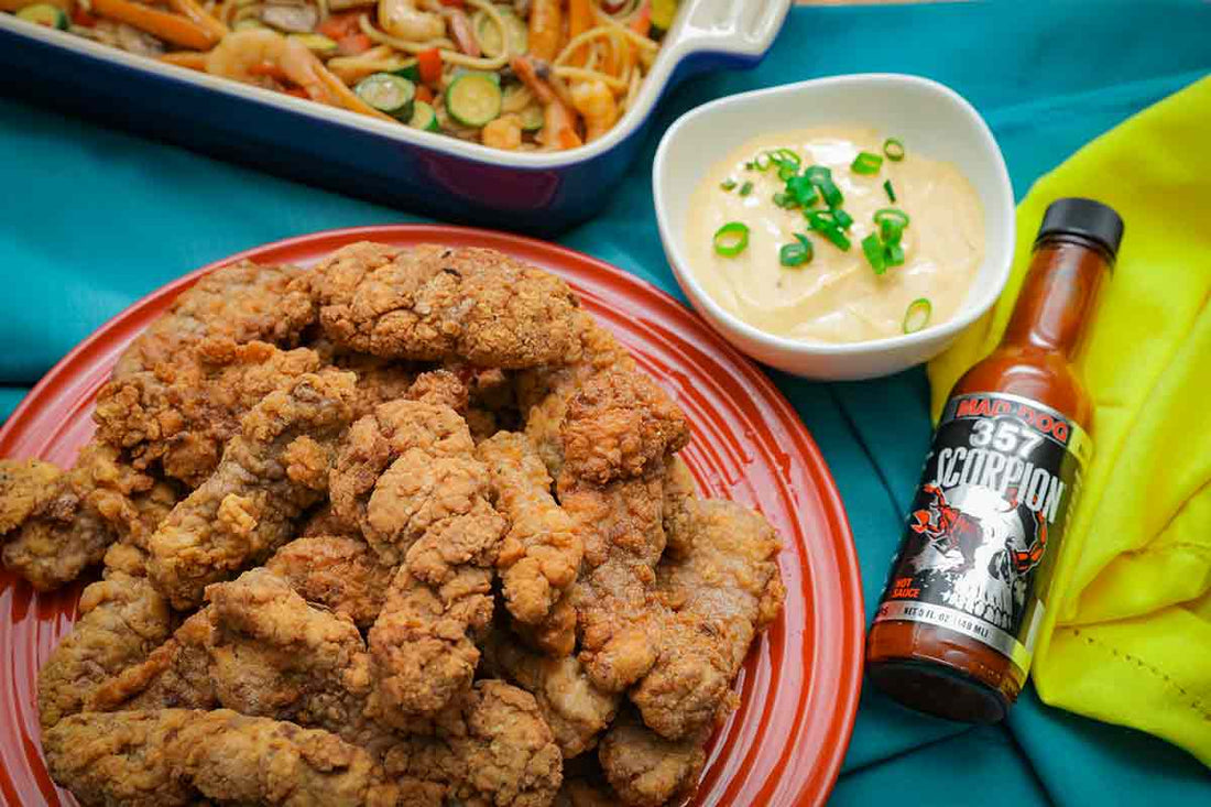 Chicken Fried Steak Fingers with Scorpion Mustard Sauce