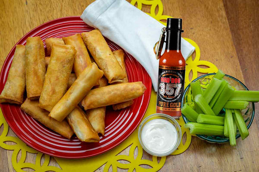 Fiery Buffalo Wing Egg Rolls
