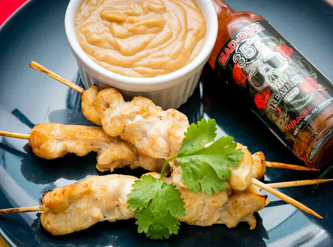 Fiery Chicken Skewers  Satay with Peanut Dipping Sauce