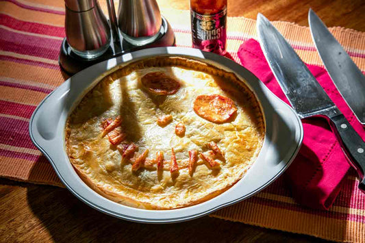 Ghostly Halloween Bacon and Egg Pie