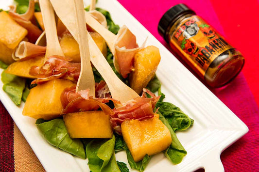 Habanero Melon and Prosciutto Skewers