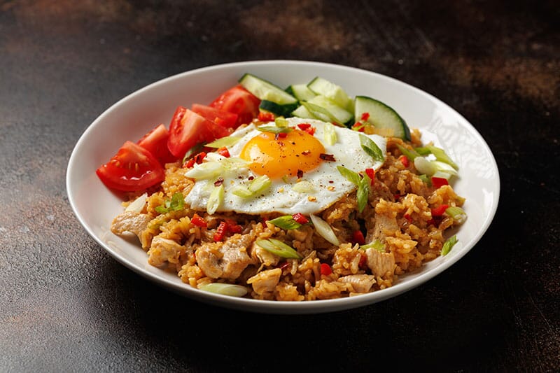 Indonesian-Style Spicy Fried Rice with Chicken and Egg