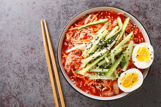 Korean Spicy Cold Noodles (Bibim Guksu) with Mad Dog 357 Ghost Pepper