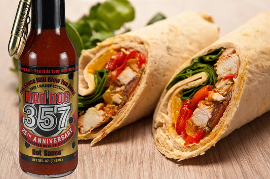 Mad Dog 357 Pure Gold Mango Peach Edition Spicy Chicken Wrap