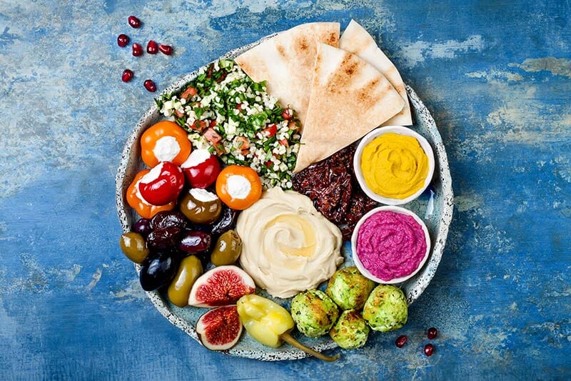 Middle Eastern Meze Platter with Ghost Pepper Heat