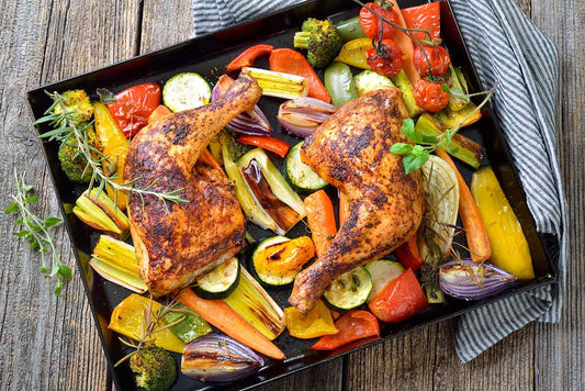 🍗🌶️ Oven-Roasted Chicken Legs with Spicy Pure Gold Aioli 🥕🍅