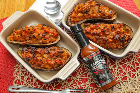 Scorpion Stuffed Eggplants