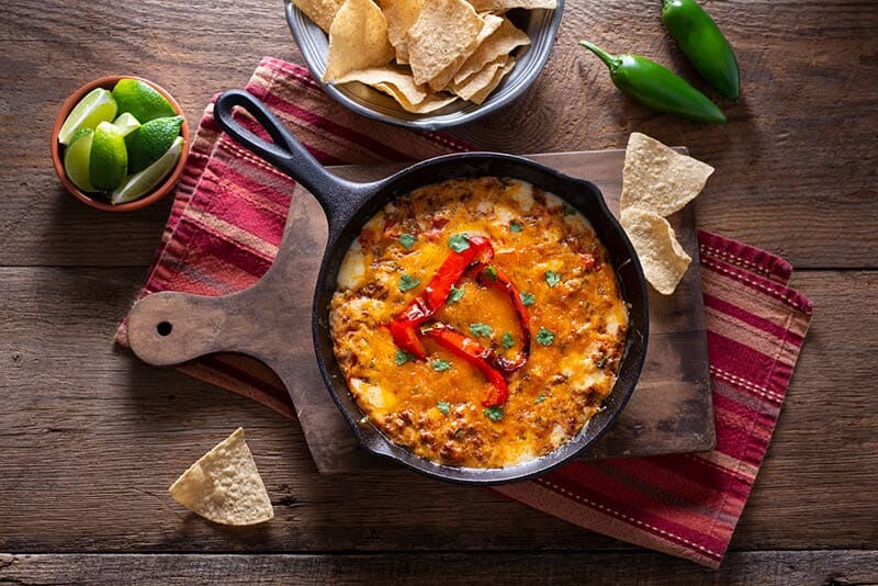 Skillet Melted Cheese w/ Red Peppers