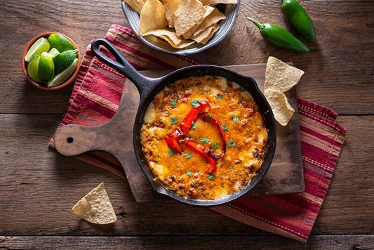 Skillet Melted Cheese w/ Red Peppers
