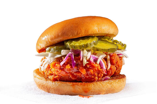 🔥 Spicy Country Fried Chicken Sandwich with Pickles; Red Cabbage Slaw 🌶️🍗