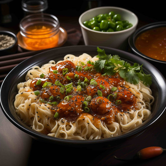 Spicy Fusion Chicken Noodle Soup with Mad Dog 357 Hot Sauce