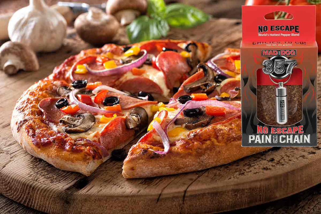 Spicy Mad Dog 357 No Escape Pain on a Chain Extravaganza Pizza