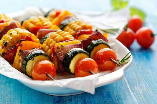 🌶️🔥 Vegetarian Skewers with Ghost Pepper Dipping Sauce 🌽🥒🌶️