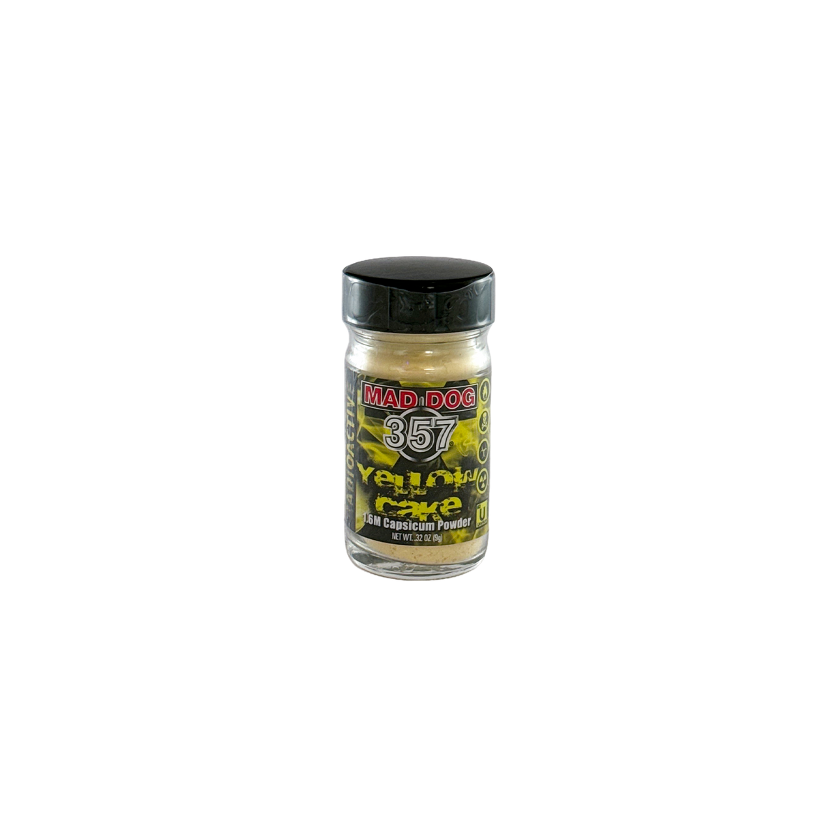 Mad Dog 357 Yellow Cake Capsicum Powder, front of jar